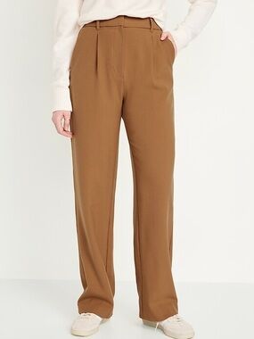 Old Navy Taylor wide leg extra high rise trouser pants in camel